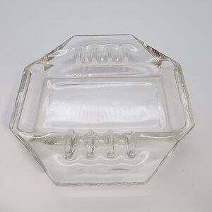 Vintage Safex Clear Glass Hexagon Ashtray Slotted Smooth MCM Americana Retro 5x5